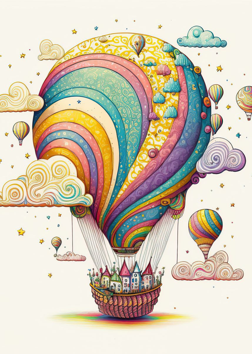 'Air balloon' Poster, picture, metal print, paint by Raheel Hollis ...