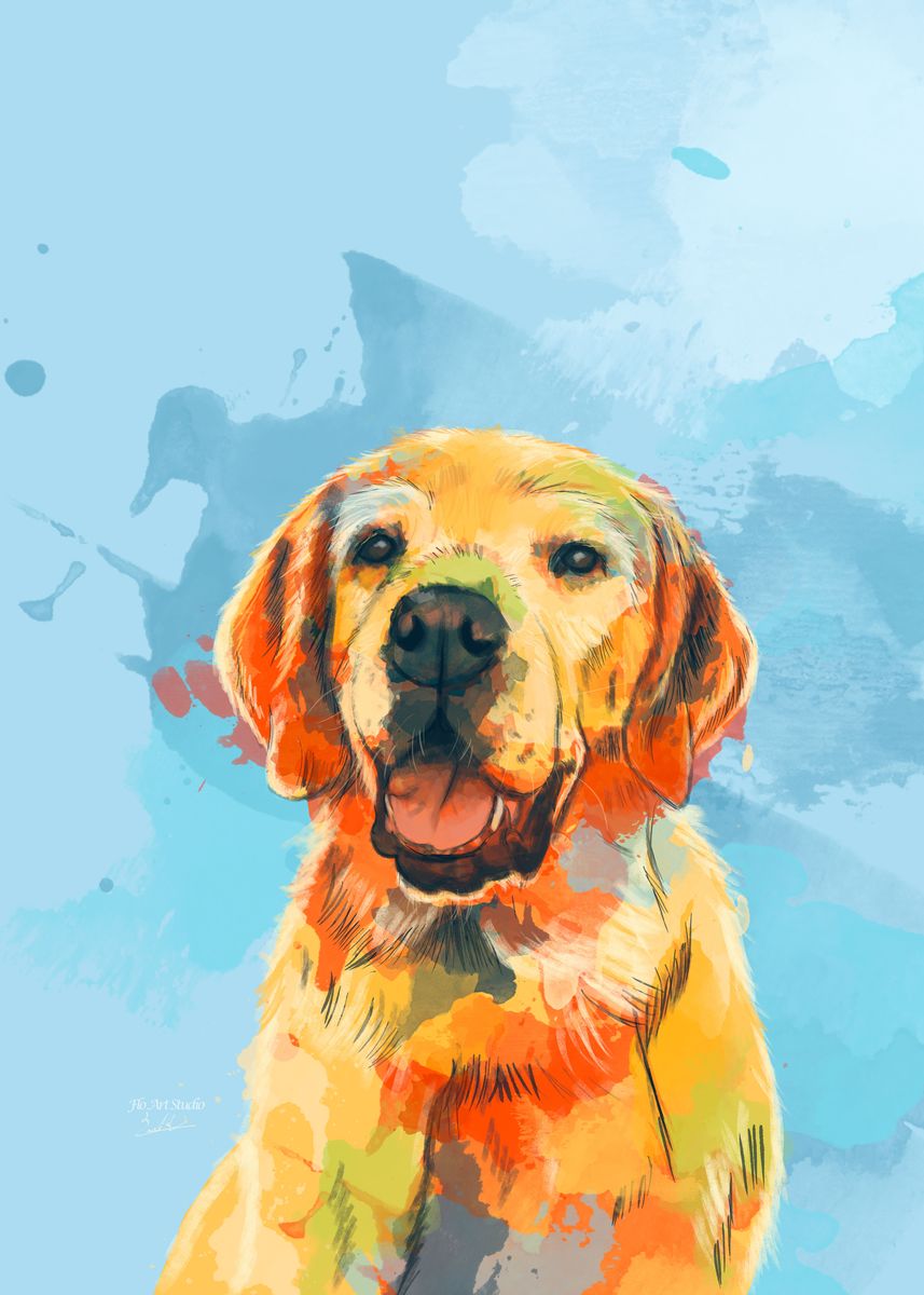 'Labrador Dog Portrait' Poster by Flo Art Studio Displate