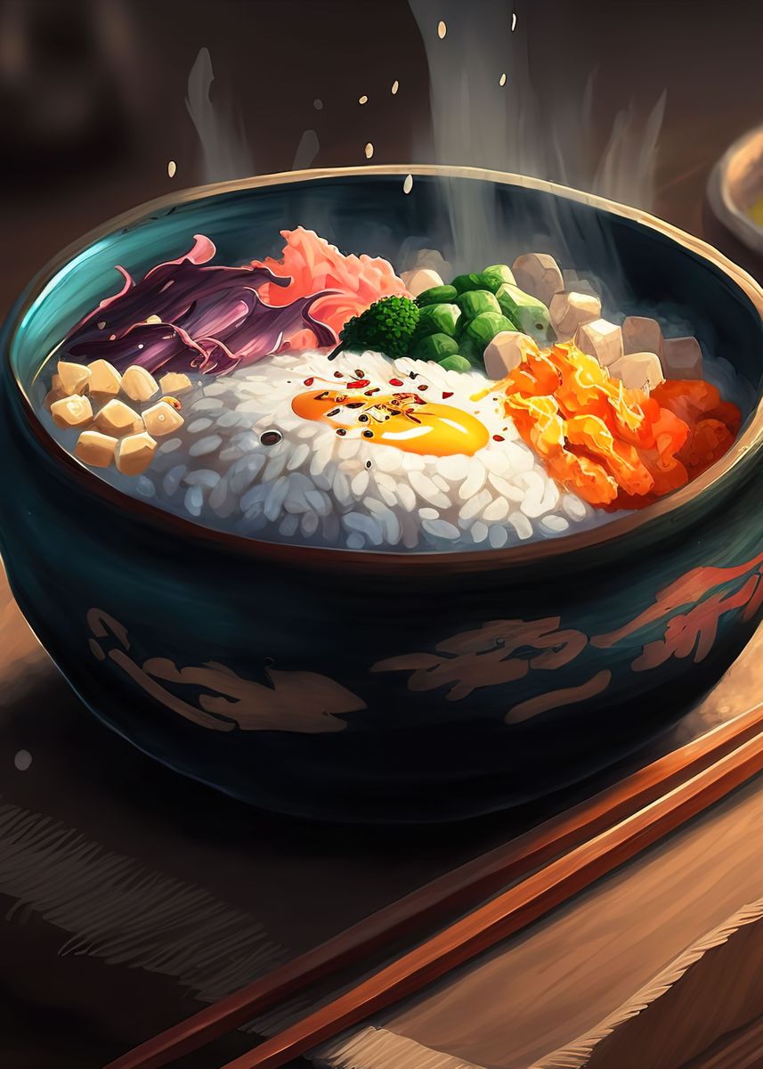 bibimbap-korean-food-poster-picture-metal-print-paint-by