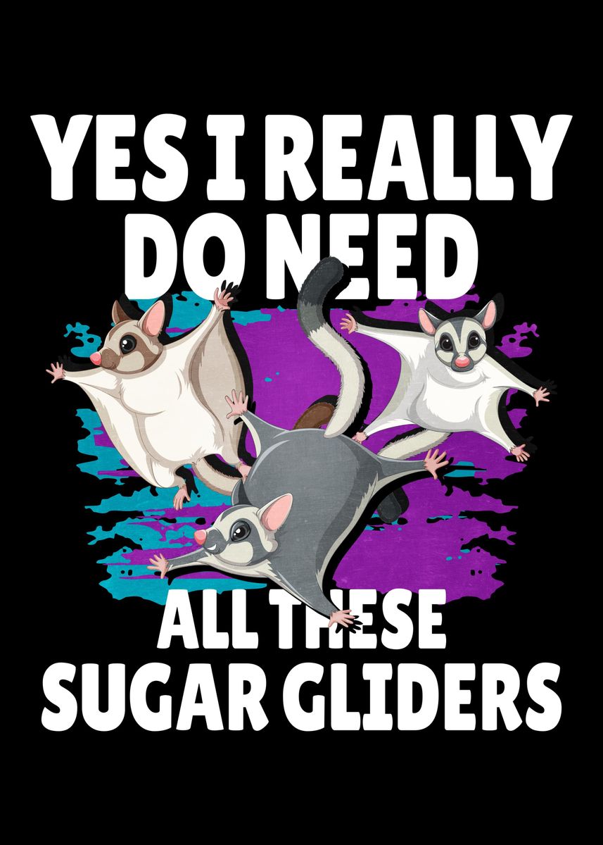 'Sugar Gliders' Poster, picture, metal print, paint by Hexor Displate