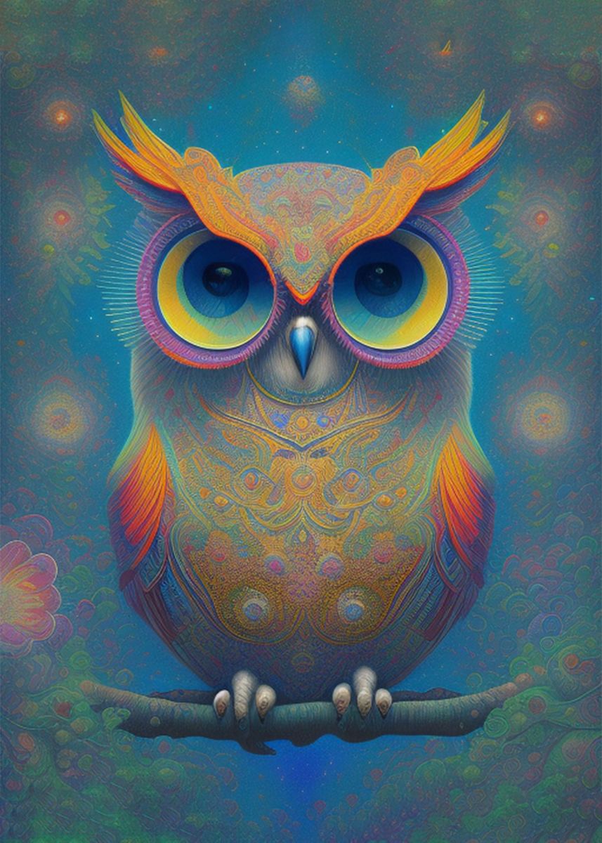 'Owl 1 digital painting' Poster by Julia Rudens | Displate