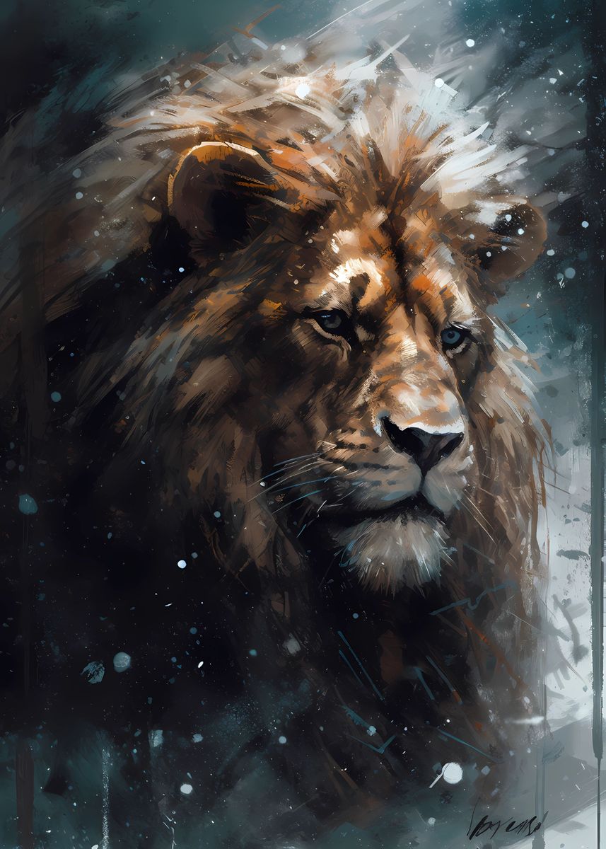 'Winter Lion 2' Poster, picture, metal print, paint by David Scott ...