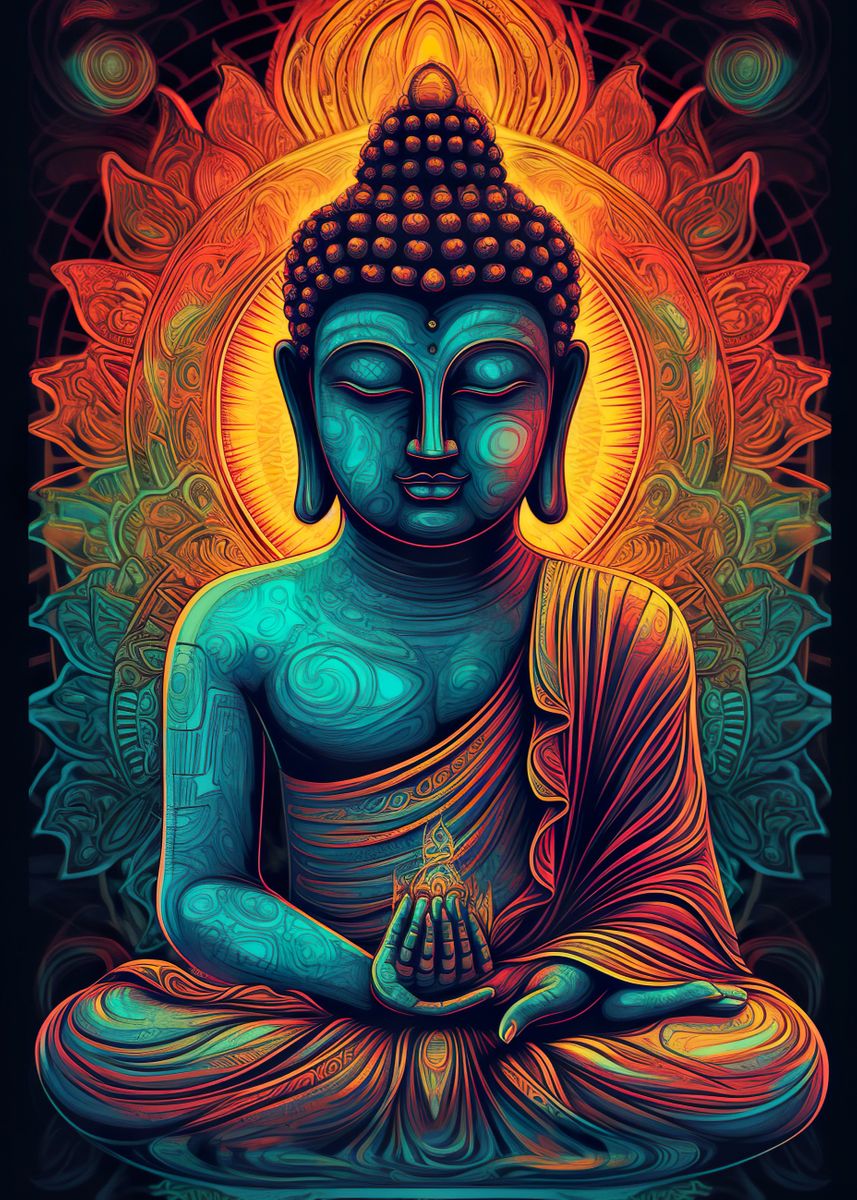 'Buddha Bright Mandala Zen' Poster, picture, metal print, paint by ...