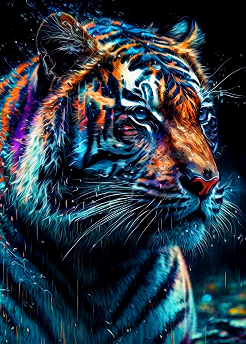 'Tiger' Poster, picture, metal print, paint by Tiker Arts | Displate