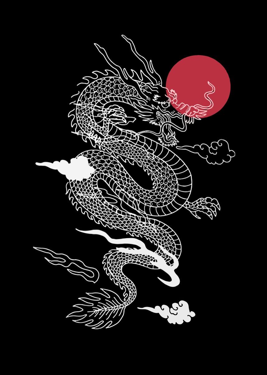 'Japanese Red Dragon' Poster, picture, metal print, paint by anhvivuha ...