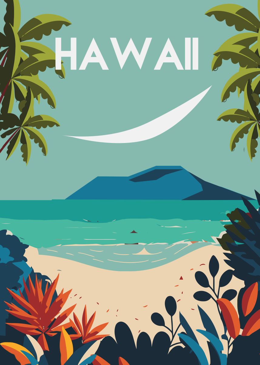 'Hawaii ' Poster, picture, metal print, paint by Caravan Studio | Displate