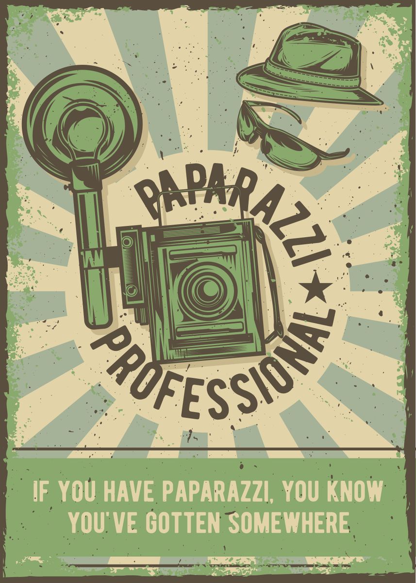 'Retro Paparazzi' Poster, picture, metal print, paint by 3am | Displate