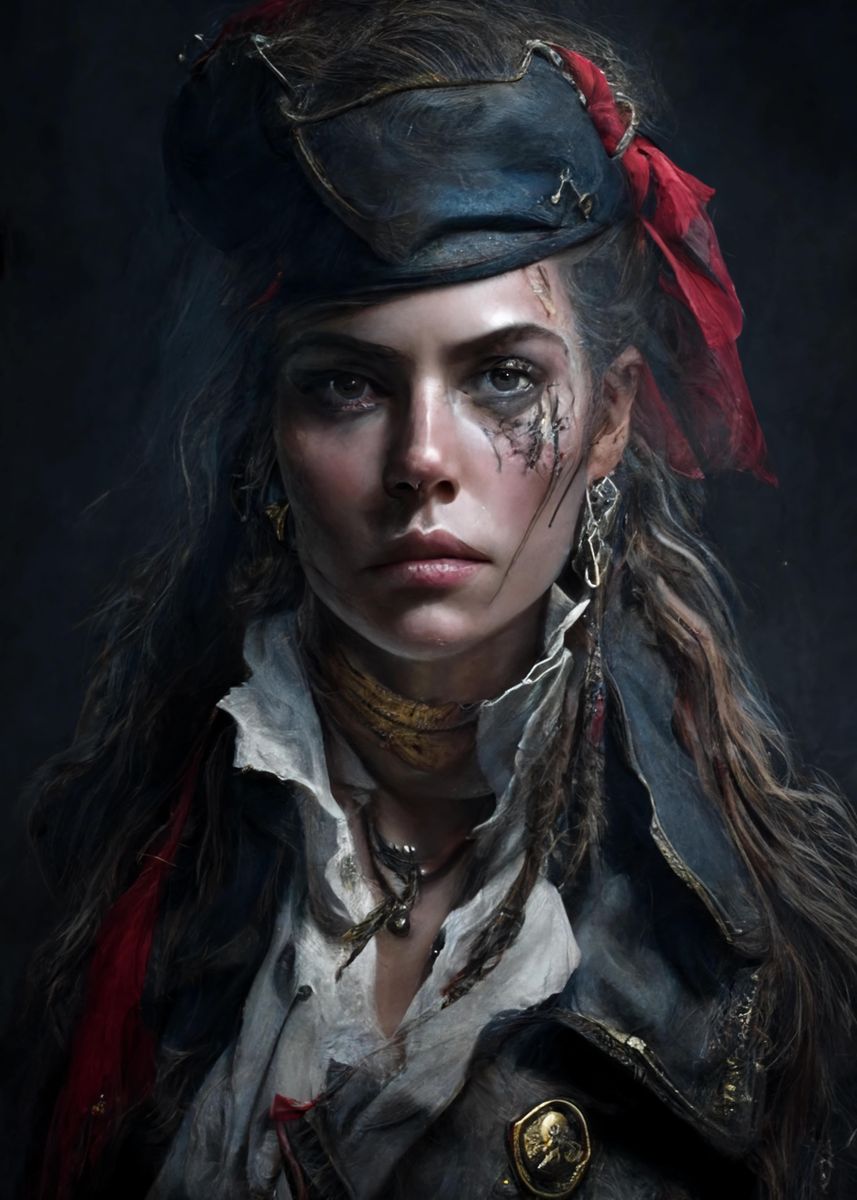 Female Pirate Captain' Poster, picture, metal print, paint by