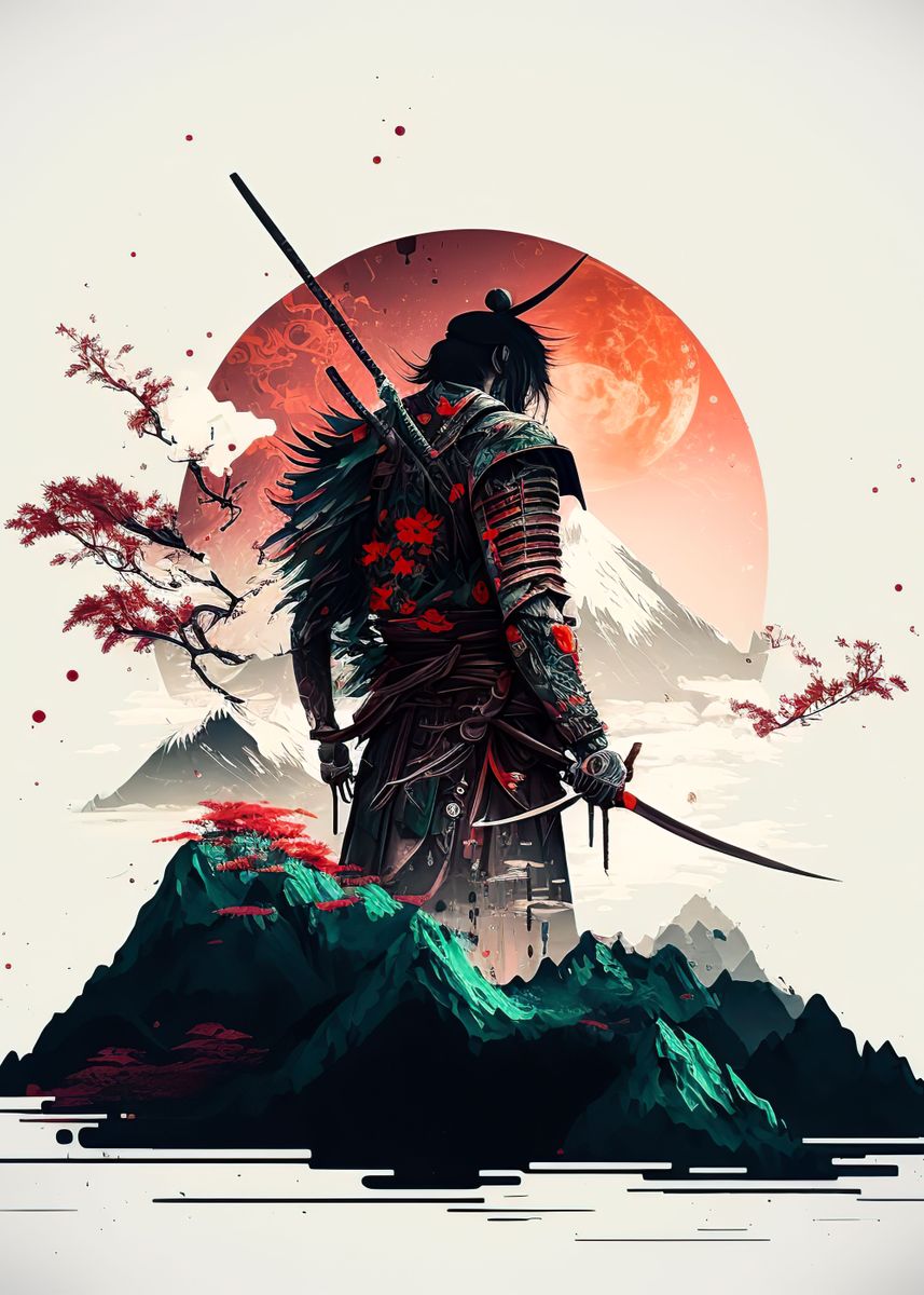 'Samurai Japanese' Poster, picture, metal print, paint by Raheel Hollis ...