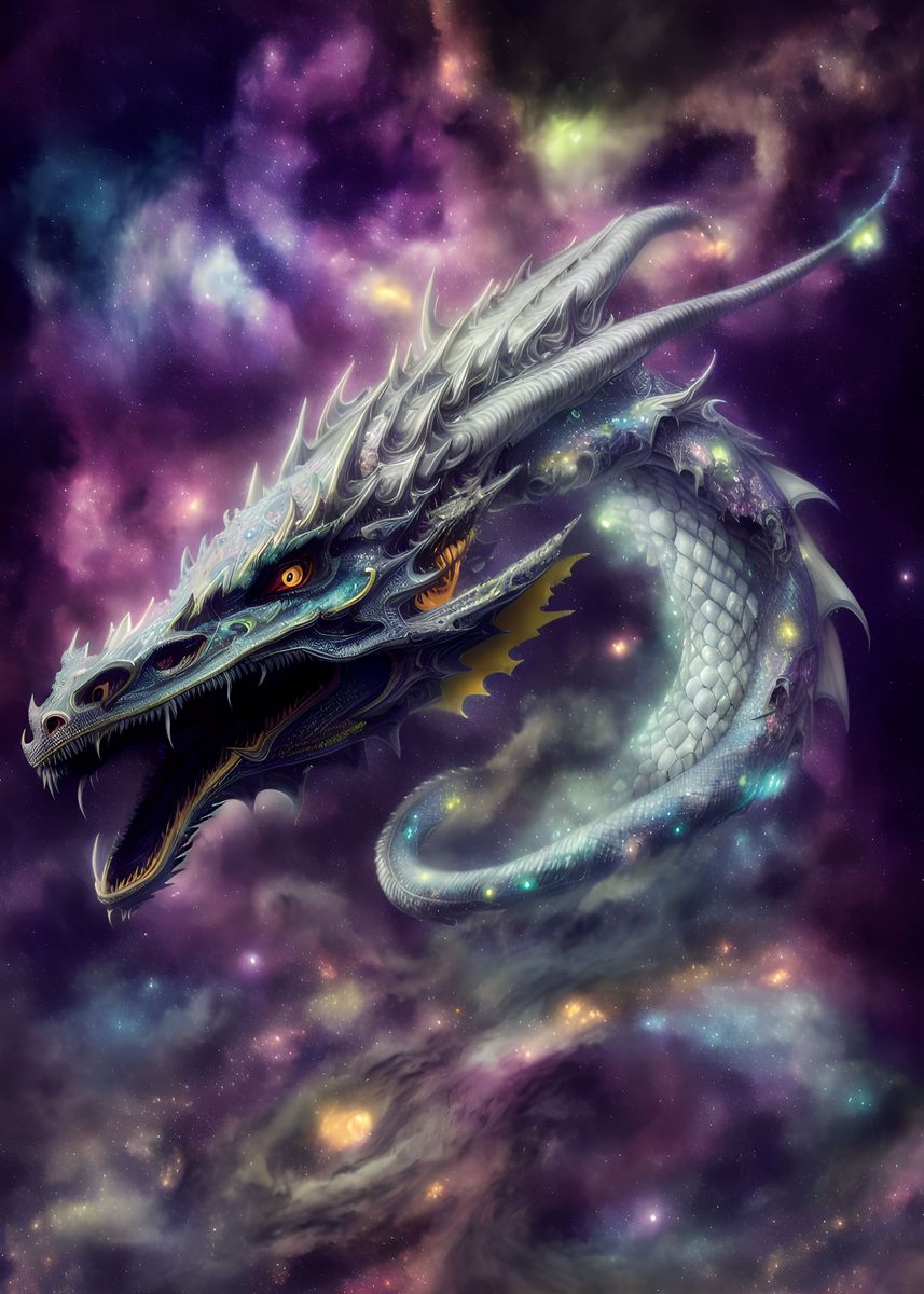 'Cosmic Dragon' Poster, picture, metal print, paint by Setanta | Displate