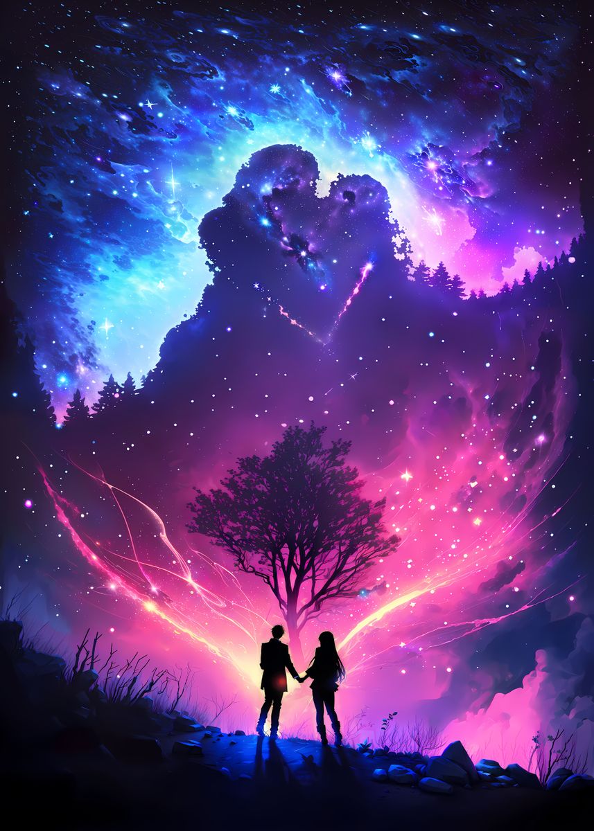 'Galaxy Couple Nebula' Poster, picture, metal print, paint by Luong ...