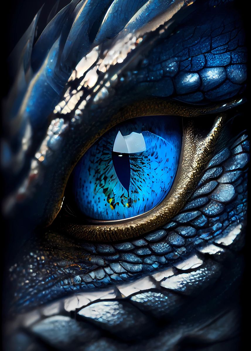 'Blue Dragon Eye' Poster, picture, metal print, paint by FavoritePlates ...