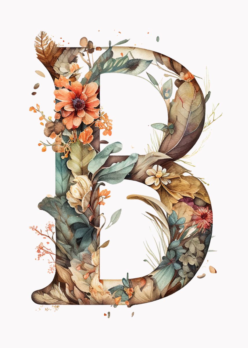 'Watercolor Letter B Poster' Poster, picture, metal print, paint by ...