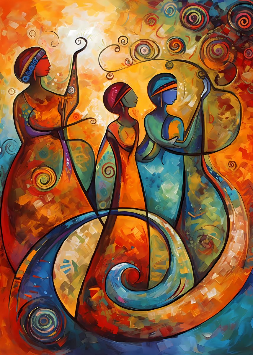 'African Art Women Abstract' Poster, picture, metal print, paint by