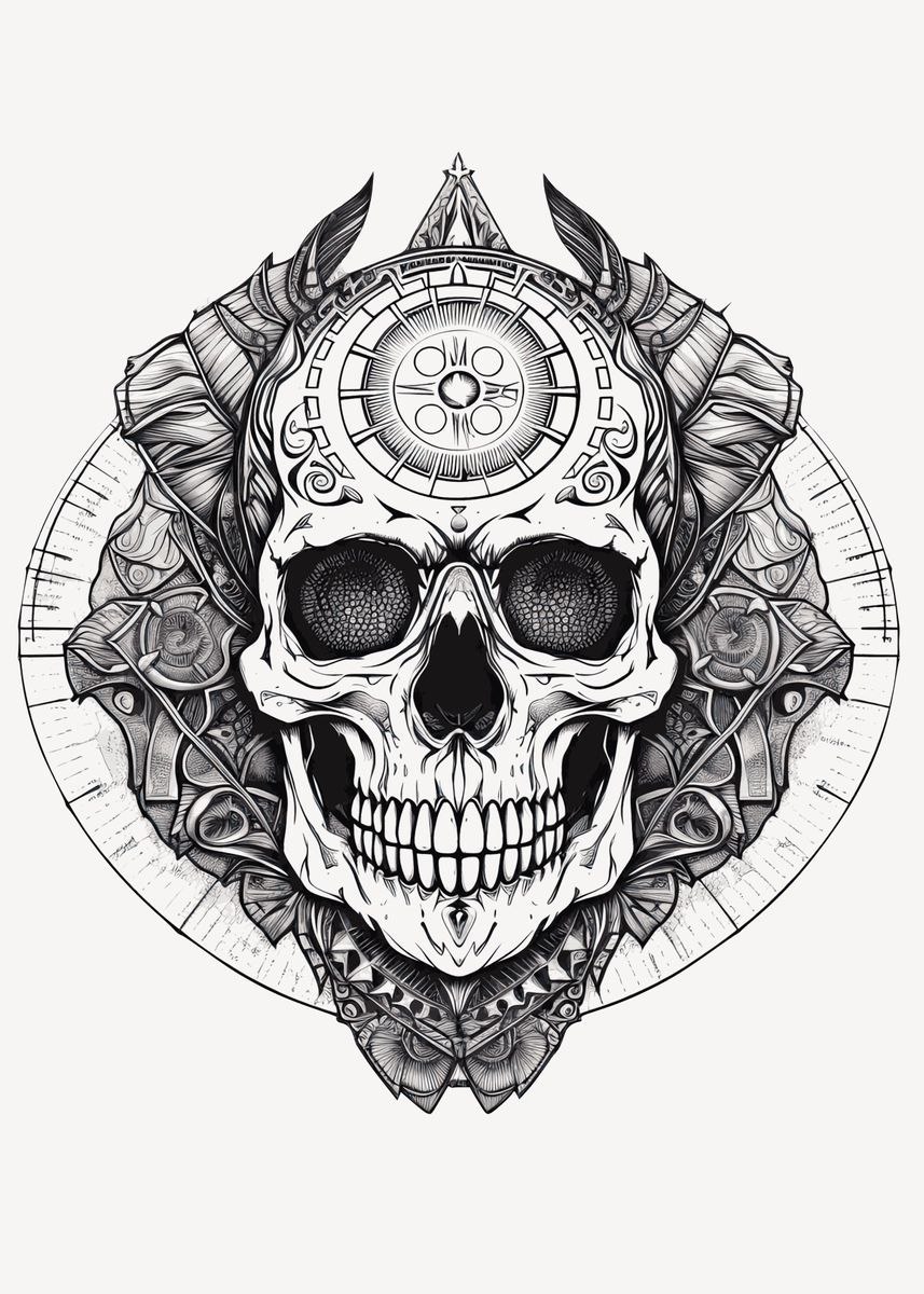 'Black White Gothic Skull' Poster by BestPrints | Displate