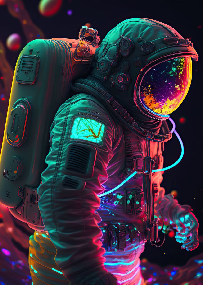 'Neon astronaut' Poster by Yannis Denton | Displate