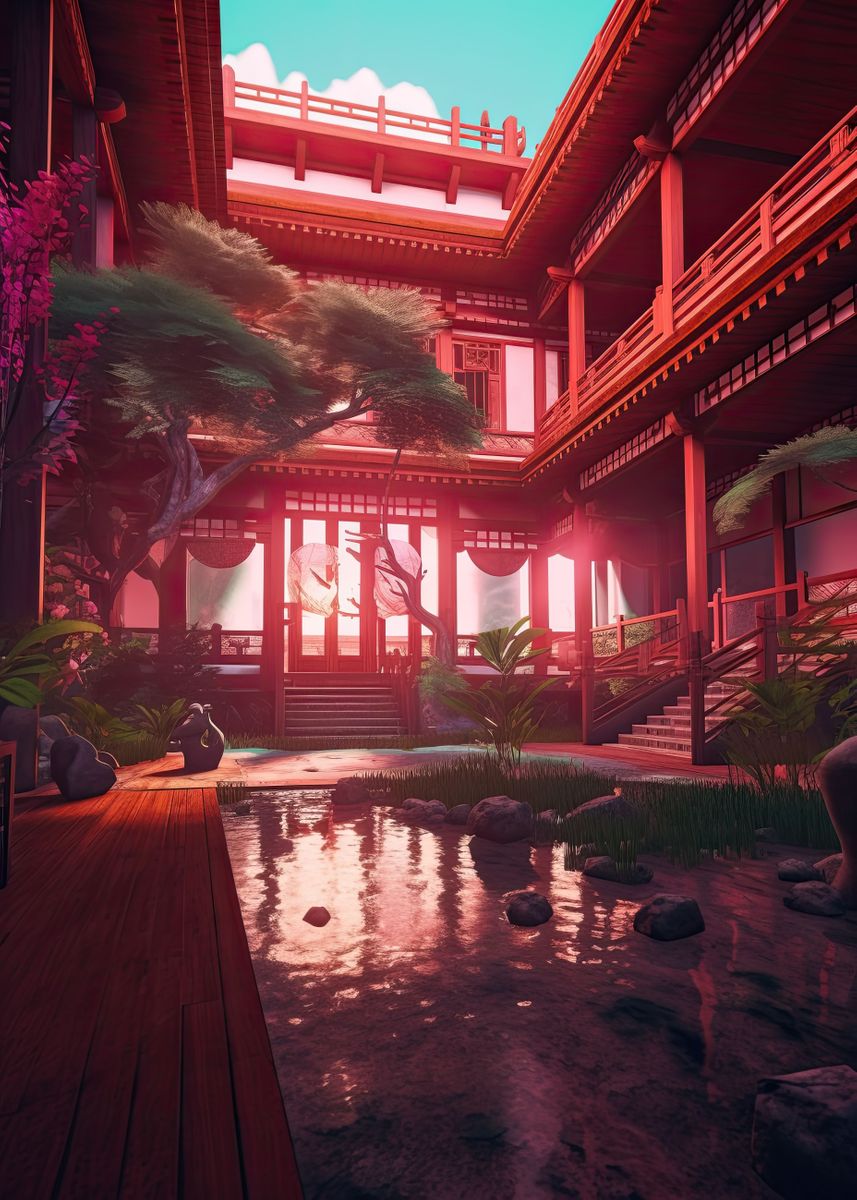 'Ancient Japanese Dojo' Poster by Morphic Prints | Displate