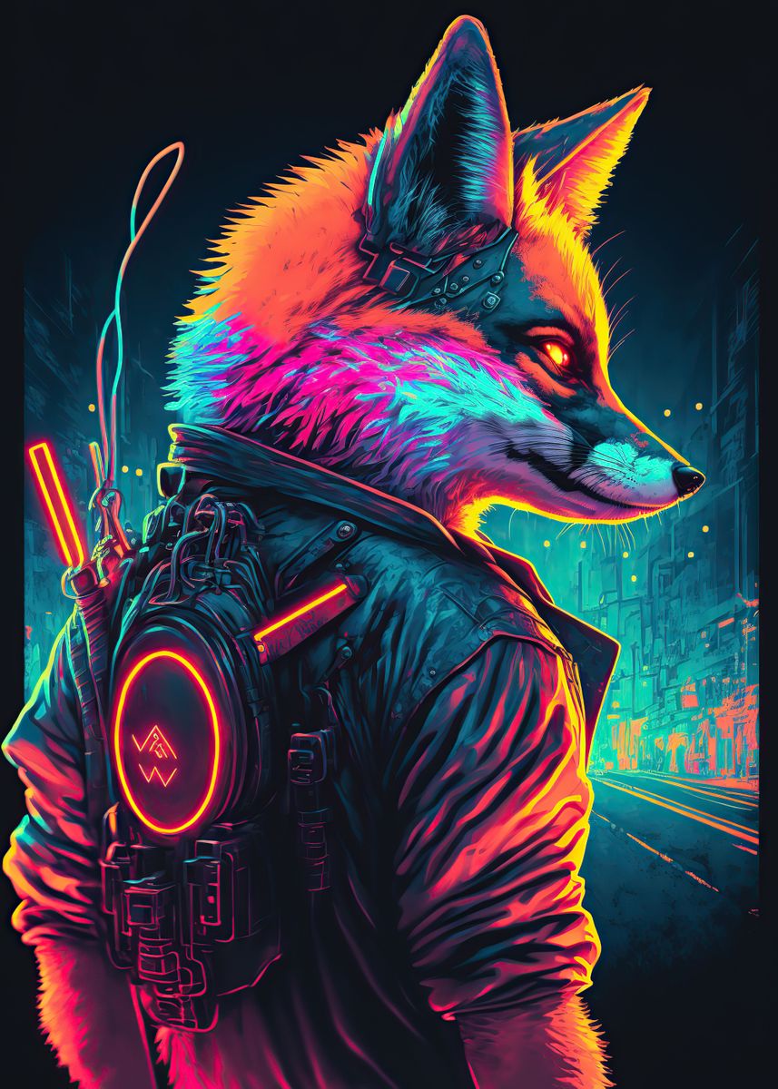 'Fox neon' Poster by Minimalist Anime | Displate