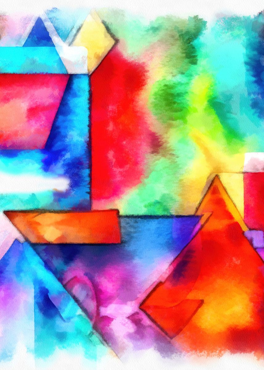 'Colorful geometric paint' Poster, picture, metal print, paint by