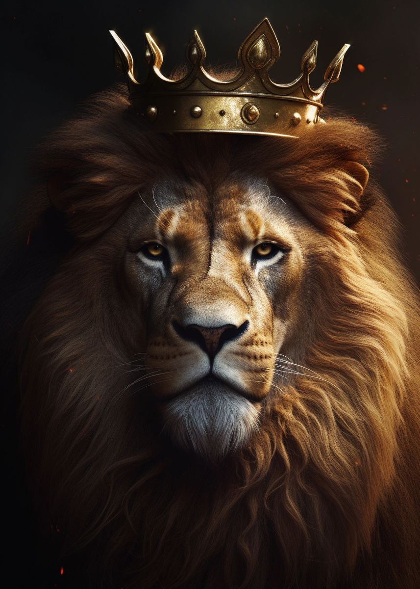 'Lion Crown Portrait 6' Poster, picture, metal print, paint by ...