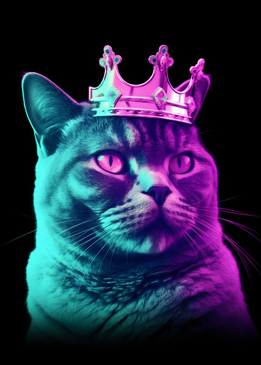 ‘Cat King’ Poster, picture, metal print, paint by FusionDesigns | Displate
