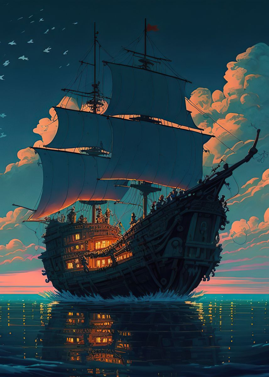 'Pirate ship' Poster, picture, metal print, paint by Atlas Mcguire ...