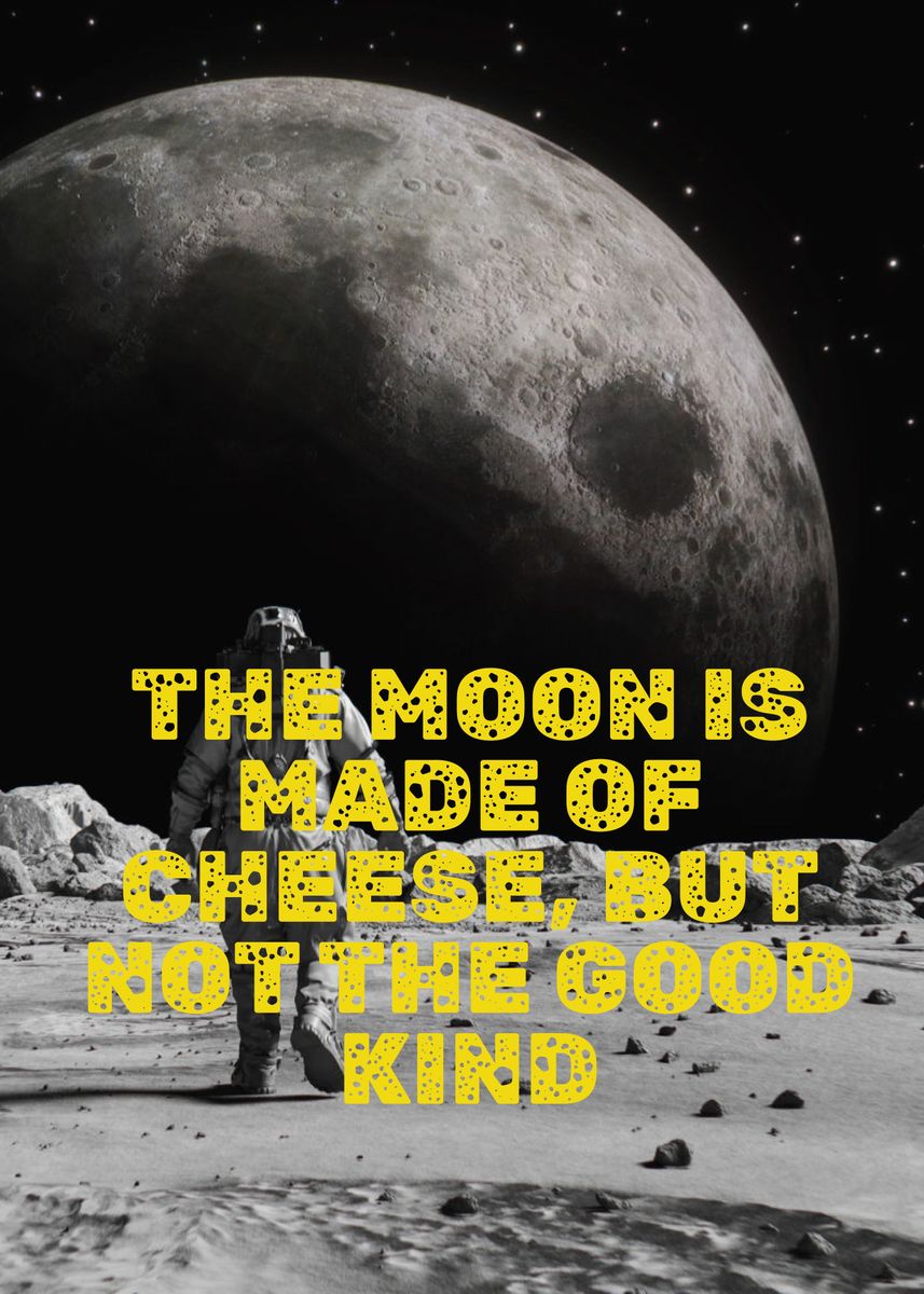 Everybody Knows The Moon Is Made Of Cheese 'moon is made of cheese ' Poster, picture, metal print, paint by AKAI