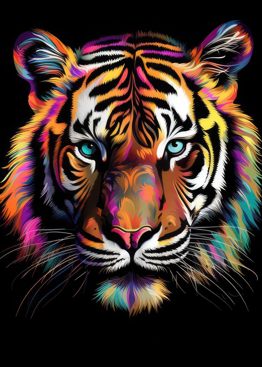 'Colorful Tiger' Poster by Wolf Design Studios | Displate