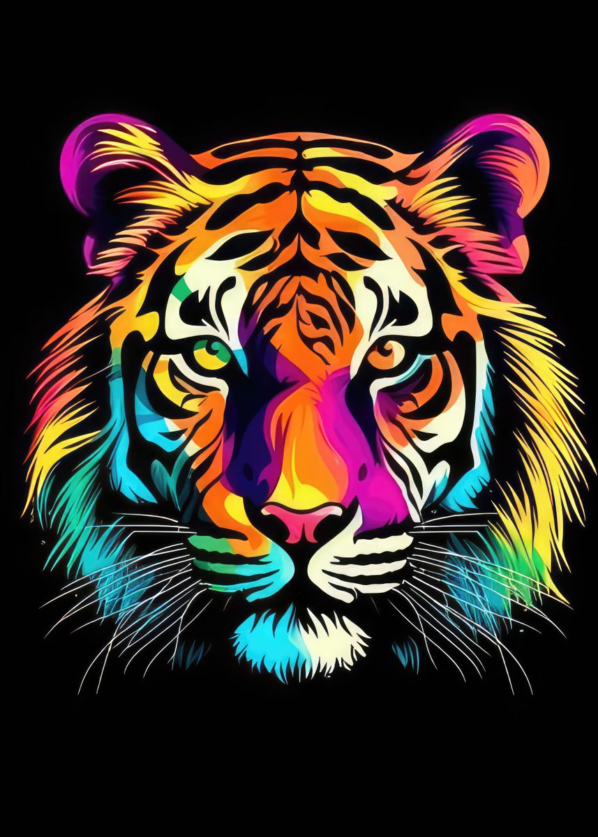 'Colorful Tiger' Poster by Wolf Design Studios | Displate