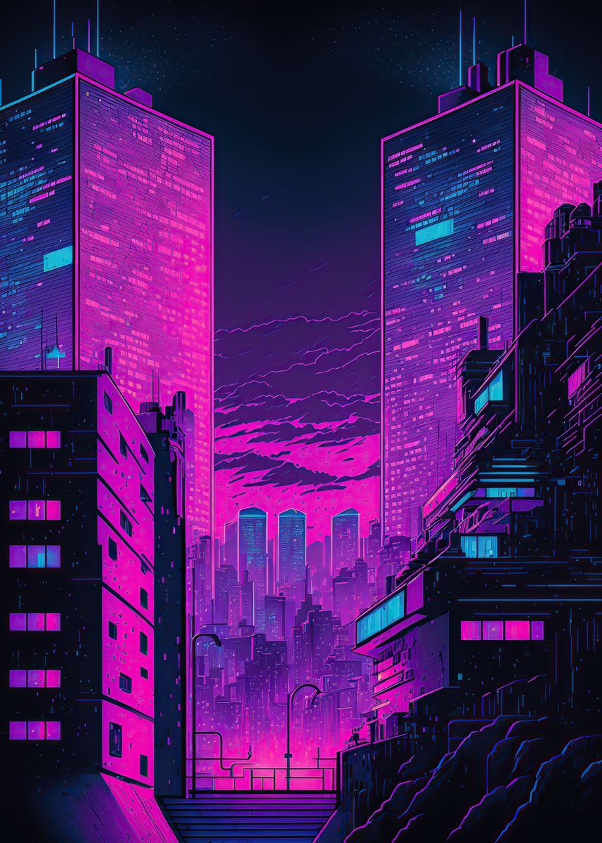 'Cyberpunk City' Poster by Zaydan Mcintosh | Displate