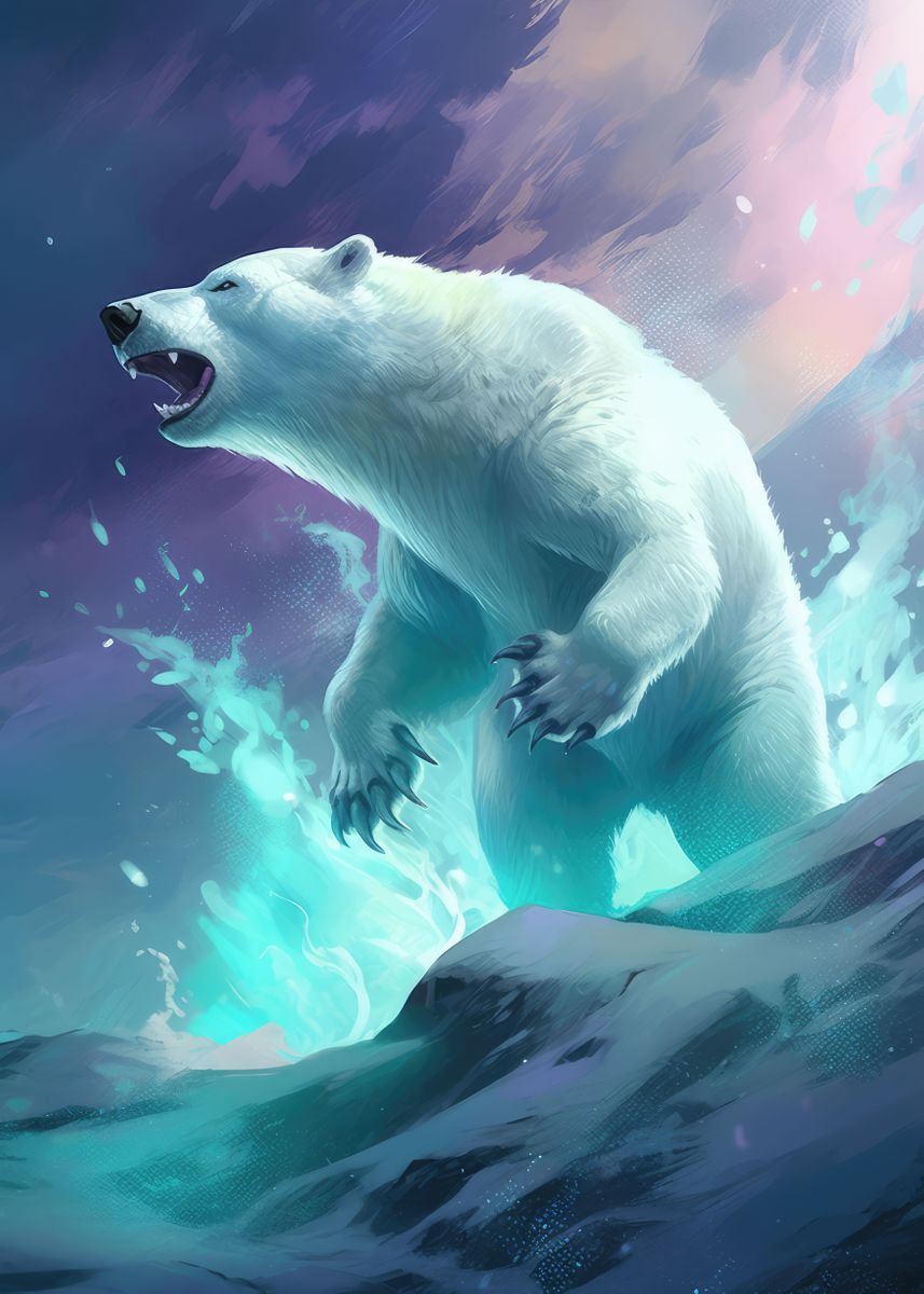 'Icebear on the Arctic Run' Poster, picture, metal print, paint by ...