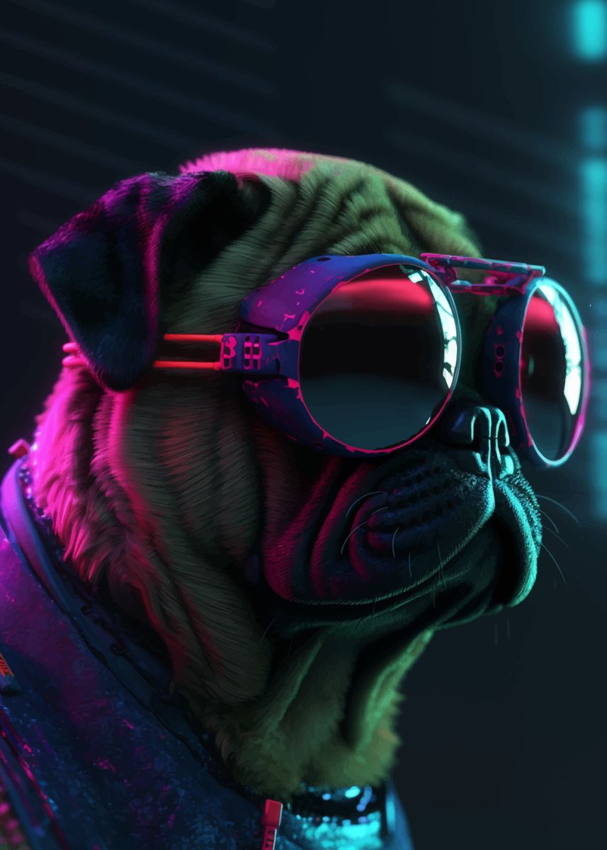 Cyber Pug Poster Picture Metal Print Paint By Bloomoon Displate