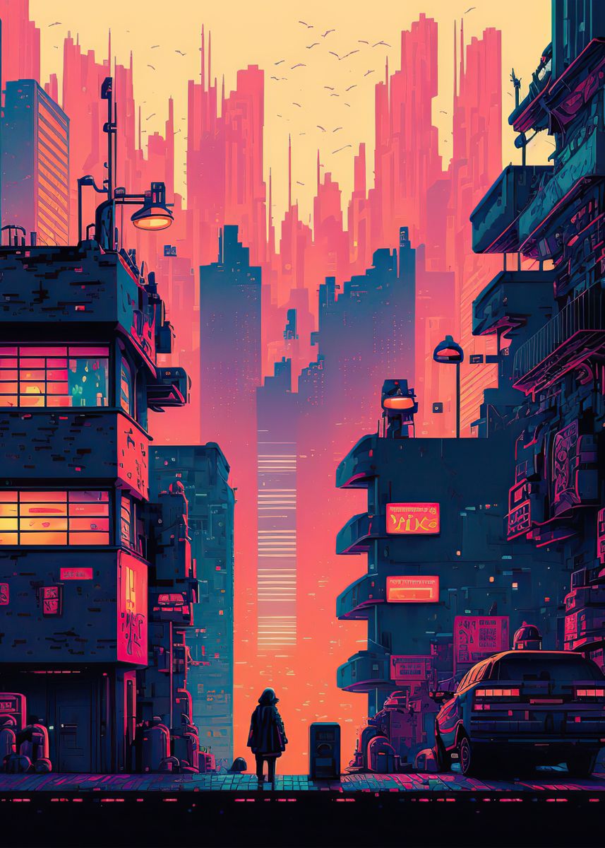 'Cyberpunk City' Poster by Zaydan Mcintosh | Displate