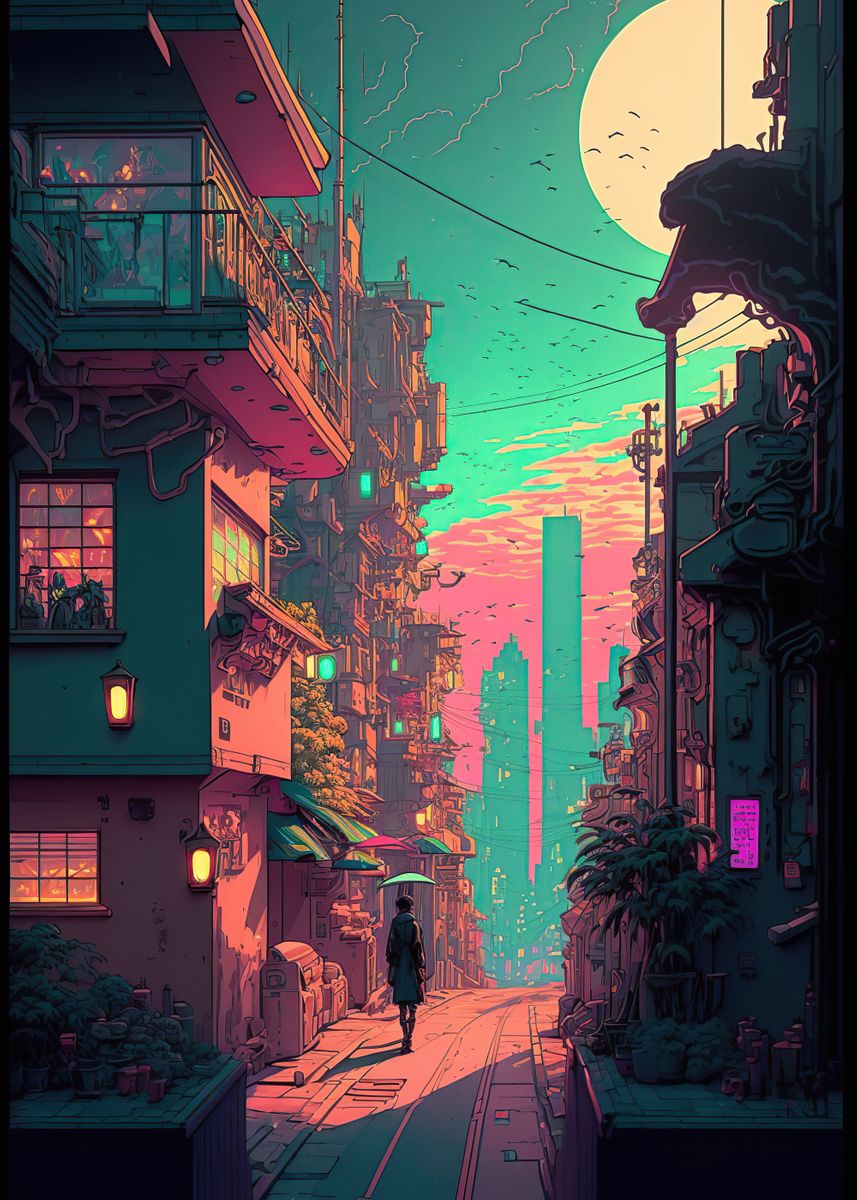 'Cyberpunk City' Poster, picture, metal print, paint by Zaydan Mcintosh ...