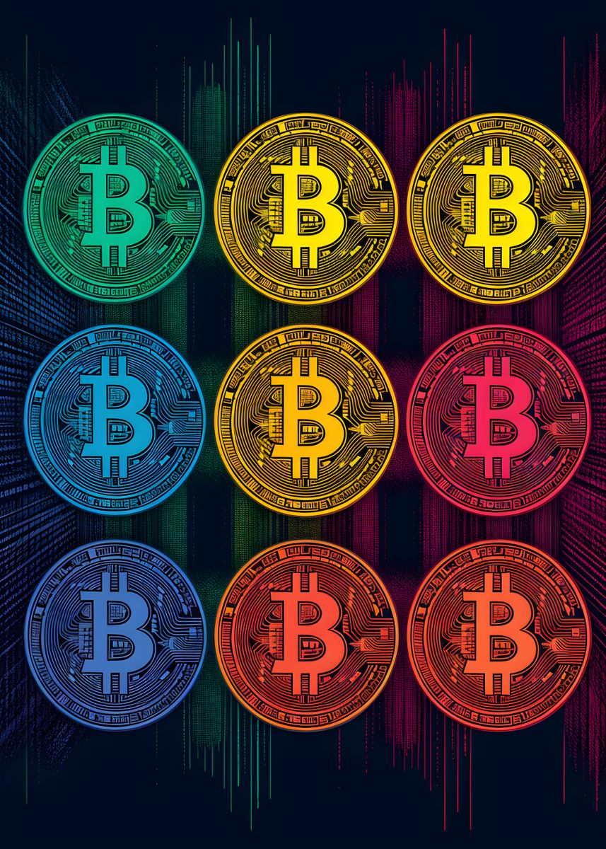 'Abstract Bitcoin Symbols' Poster, Picture, Metal Print, Paint By ...