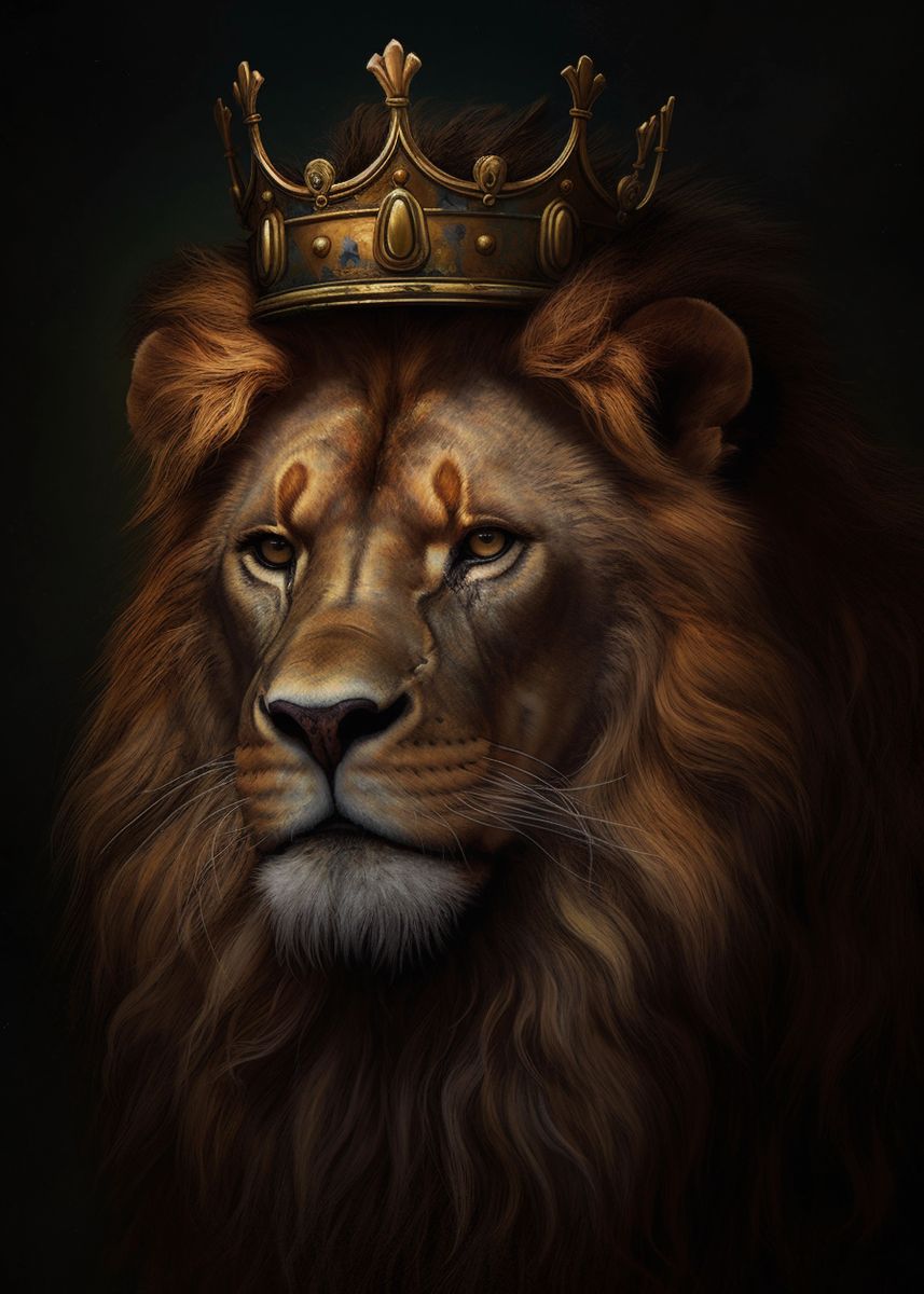 'Lion Crown Portrait 14' Poster by FerraraMedia | Displate