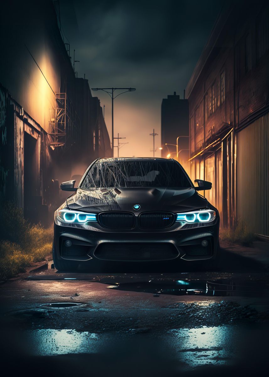 'Bmw M5 Car in the Night' Poster, picture, metal print, paint by ...