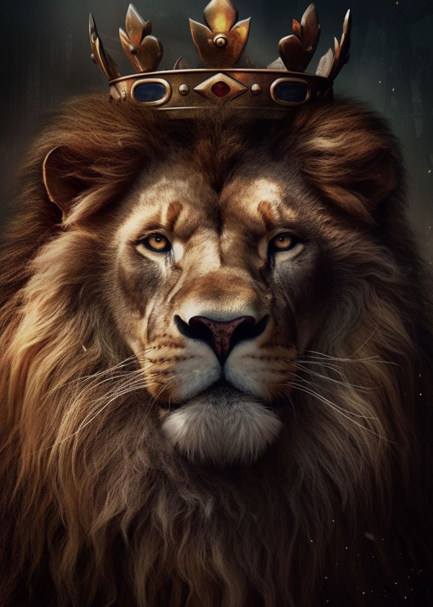 'Lion Crown Portrait 16' Poster by FerraraMedia | Displate