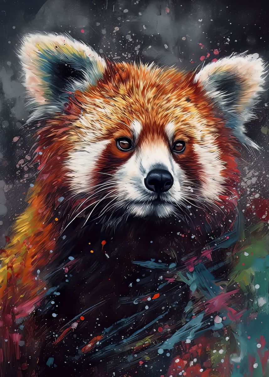 'Red panda painting' Poster by Arnas Čemerka Displate