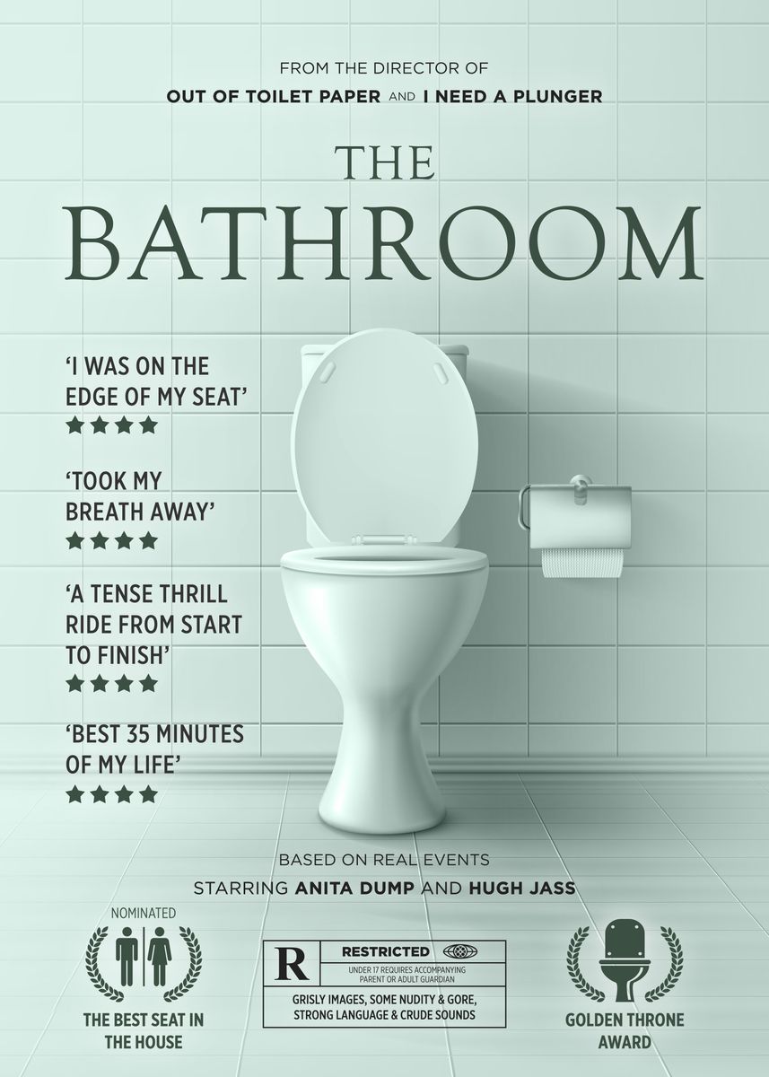 'The Bathroom Movie Parody' Poster by 84PixelDesign Displate