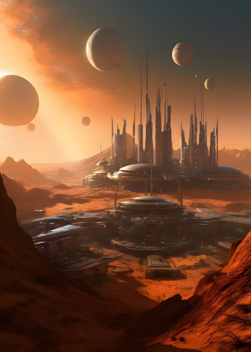 'Planet Mars Cityscapes' Poster, picture, metal print, paint by Art ...