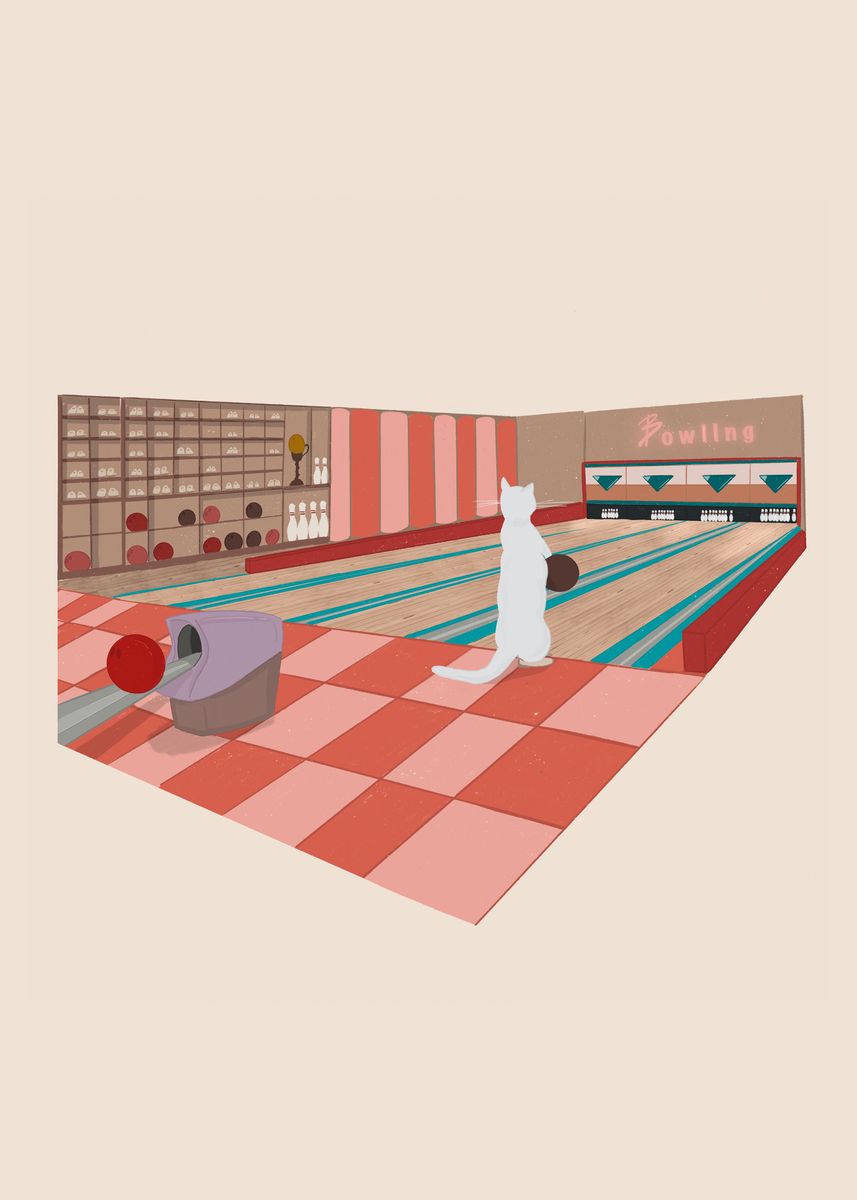 ‘Cat Bowling’ Poster by Miljana Kotarlic | Displate