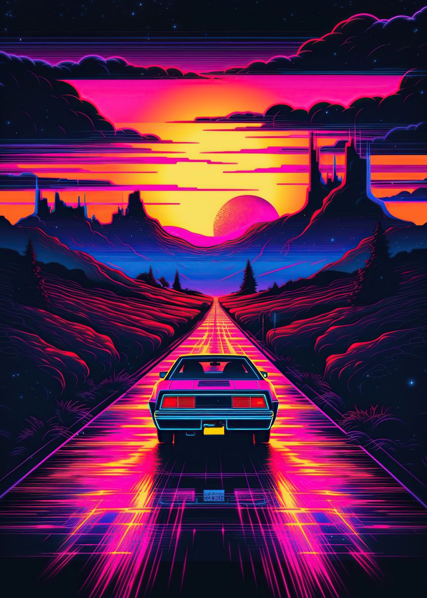 'Retro Car Vaporwave' Poster, picture, metal print, paint by Sagita ...