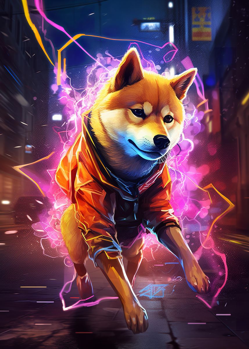 'Gaming Shiba Inu dog' Poster, picture, metal print, paint by MaluBobo ...