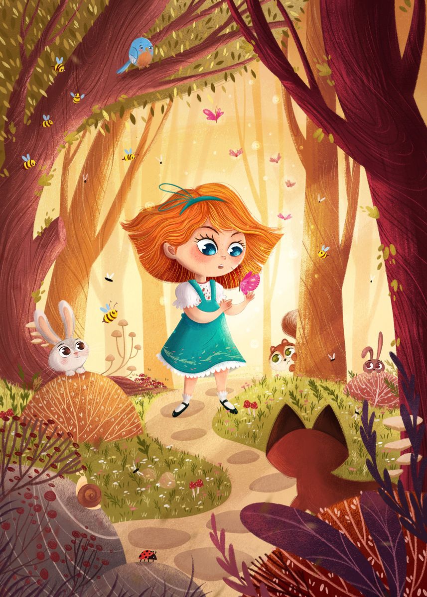 ' Little girl in the forest' Poster by RitaRosa Del Sorbo | Displate