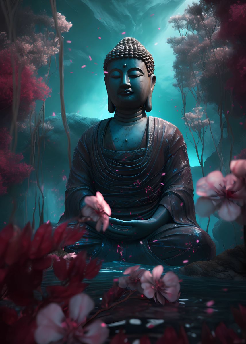 'Peaceful Buddha Statue 8' Poster, picture, metal print, paint by ...