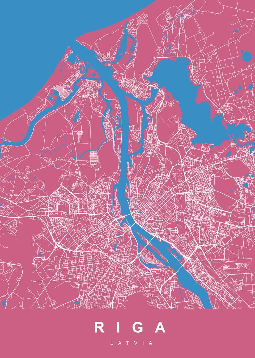 'RIGA LATVIA ' Poster, picture, metal print, paint by UrbanMaps | Displate