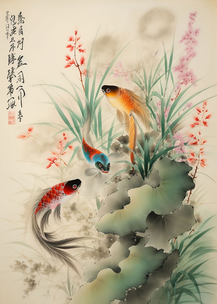 'Japanese Fish 3' Poster, picture, metal print, paint by the Moooh ...