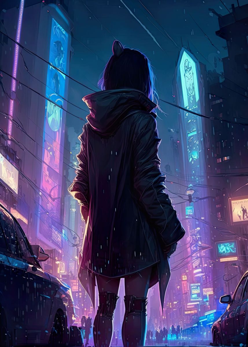 Here is the updated wallpaper of an anime girl in a cyberpunk