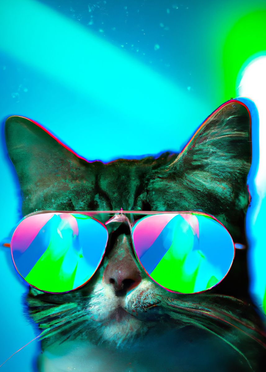 'Cat with Sunglasses' Poster by maxdesign | Displate